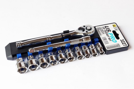 Dopsleutelset 10 t/m 19 mm met 72-tandige ratel 3/8" 12-delig